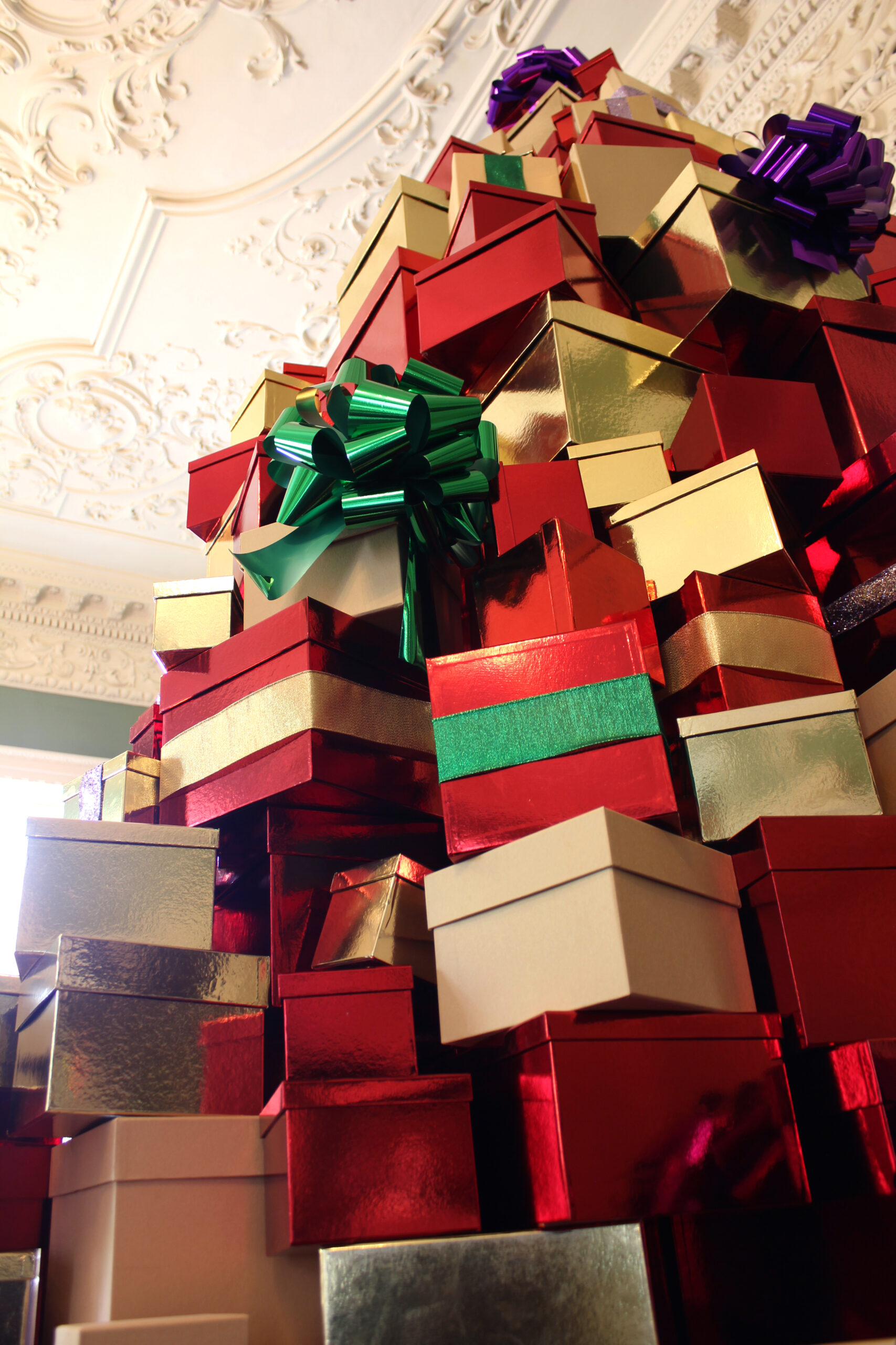 christmas gifts stack close up