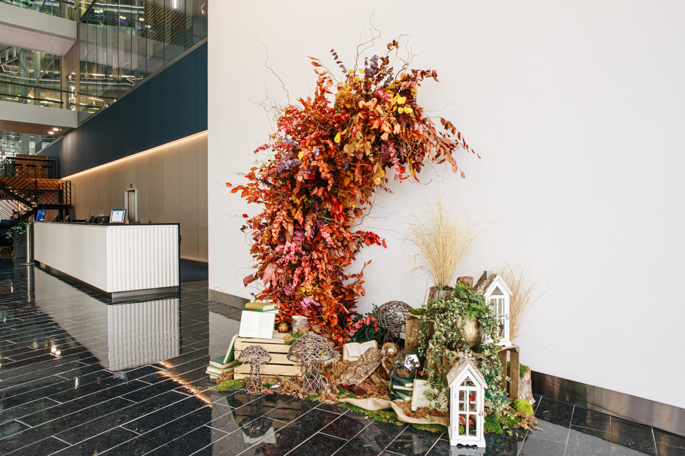 Autumn installation in a London office lobby